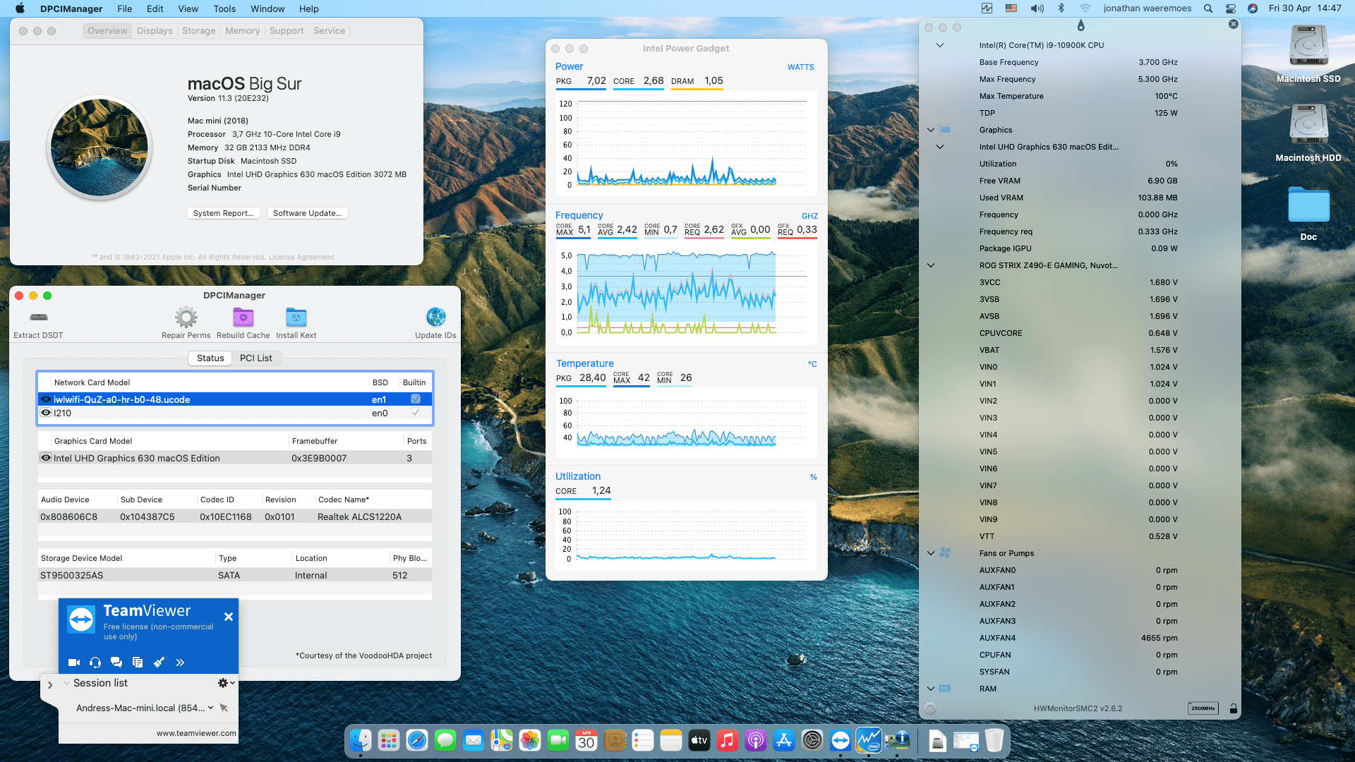 Success Hackintosh macOS Big Sur 11.3 Build 20E232 in Asus ROG Strix Z490-E Gaming + Intel Core i9-10900K + Nvidia GTX960